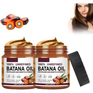 Biologische Batana-olie voor Haargroei - Ongeraffineerd uit Honduras voor Gezonder, Dikker en Voller Haar - 2 Stuks