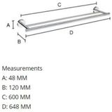 Smedbo - HK3364 - Handdoekhouder - Chroom - Dubbel - 65x12cm