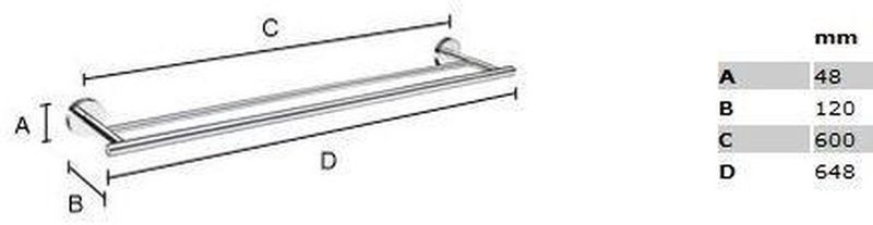Smedbo - HK3364 - Handdoekhouder - Chroom - Dubbel - 65x12cm