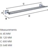 Smedbo - House - Handdoekhouder - Mat Chroom - 64.8x4.5x5.7cm - Zelfklevend / Boren