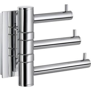 Smedbo Pool Handdoekhouder - 8.2x9.3x4cm - zelfklevend / boren - Massief messing Chroom ZK327