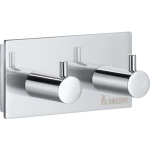 Smedbo ""Pool"" Double Towel Hook, gepolijst chroom, 8 x 3,9 x 4 cm