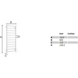 Elektrische handdoekradiator smedbo dry high 121,2x50 cm 120w rvs glans