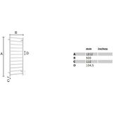 Smedbo Dry Handdoekradiator - 50x121.2x11.2cm - ophangen - RVS Gepolijst Edelstaal FK701