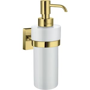 Zeepdispenser Smedbo House Wandmodel Porselein Glas met Messing