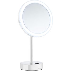 Smedbo Outline LED Make-up Spiegel Vrijstaand Mat Wit - Rond - Spiegels - Scheer/make-up Spiegels - 7391447084511