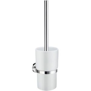 Smedbo Home WC-borstelgarnituur - 4.8x38cm - zelfklevend / boren - Massief messing Chroom/Porcelein HK333P