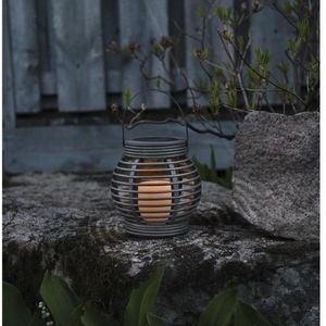 STAR TRADING LED Gartenleuchte LED-Solar-Laterne "ROTANG", 1 LED, grau, 16x16 cm