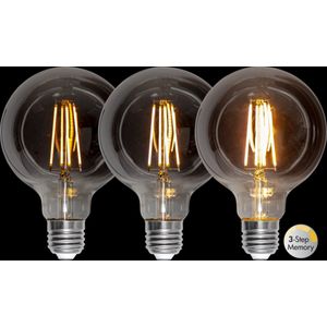 3 standen - G95 Globelamp - E27 - 3.9W- Super Warm Wit - 2200K - Dimbaar