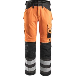 Snickers 3333 High-Vis Werkbroek - Oranje/Zwart - Klasse 2 - Reflecterende Tape