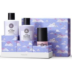 Maria Nila Sheer Silver Giftbox | Maria Nila Shampoo 350 ml + Maria Nila Conditioner 300 ml + Maria Nila Cream Heat Spray 75 ml