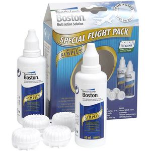 Boston Simplus Flight Pack - 2 x 60 ml + 2 lenshouders + Zip-bag - Lenzenvloeistof