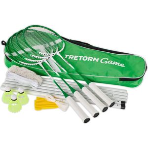 Tretorn - Badmintonset Compleet - 4 rackets - net en 3 shuttles