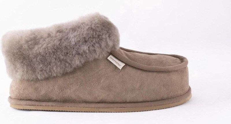 SHEPHERD - LENA - Huisschoenen - Taupe - Met Faux Bont Trim
