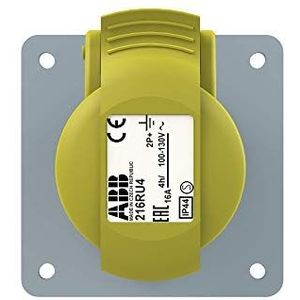 ABB 216RU4 IP44 2P+E Panel stopcontact, thermoplast, geel