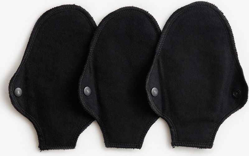 ImseVimse Wasbare String Inlegkruisjes bio katoen, 3 stuks, zwart