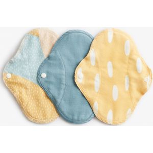 ImseVimse wasbare inlegkruisjes - 3 stuks - zero waste - biologisch katoen - Blue Sprinkle - Geel denim mix