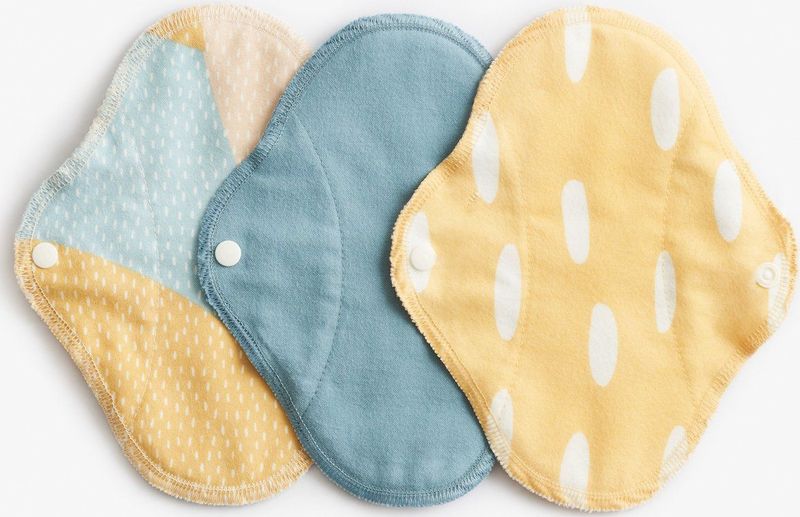 ImseVimse wasbare inlegkruisjes - 3 stuks - zero waste - biologisch katoen - Blue Sprinkle - Geel denim mix