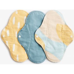 ImseVimse wasbaar maandverband - 3 stuks - Normaal/dagverband - Blue Sprinkle - Geel denim mix