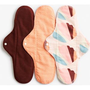 ImseVimse nachtverband / kraamverband Orange Sprinkle - 3 stuks - wasbaar maandverband Nacht / Night / Super - Oranje mix