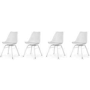 Tenzo Brad stoelen, kunststof, wit, 48,5 x 54 x 82,5 cm, 4 stuks