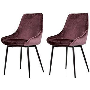 Tenzo LEX 3377-253 2-delige set designer stoelen, metaal, zitting: staal met schuim Stof: 100% fluweel, roze/zwart, 85 x 47,5 x 56 cm (h x b x d).