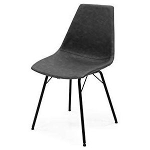 Tenzo ALICE Set van 2 gestoffeerde stoelen van zwart PU, keukenstoel, woonkamerstoel, stoel van kunstleer, afmetingen H 84 x B 46,5 x D 50 x SH 46 cm