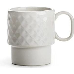Sagaform Coffee & More koffiebeker 2-delig van steengoed in de kleur wit 25cl, afmetingen: 12cm x 8cm x 9cm, 5018369