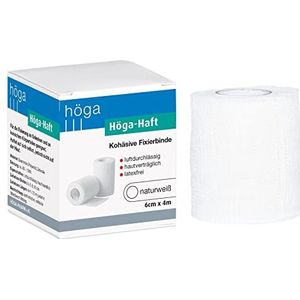 Höga Hecht natuurlijk wit, coësieve (zelfhechtend), elastische fixeerband - 6 cm x 4 m uitgerekt, verpakking van 3
