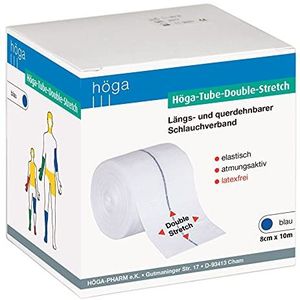 Höga Tube Double Stretch langs- en dwars rekbaar slangverband blauw 8 cm x 10 m