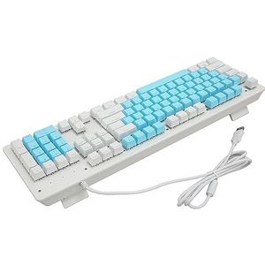 Gaming-toetsenbord, 1,5 m kabel, mechanische schakelaar, 104 toetsen, bekabeld toetsenbord, RGB-achtergrondverlichting, plug and play, voor familie (bruine schakelaar (blauw-witte toetsdoppen))