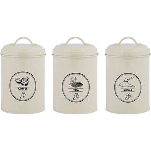 Voorraadblik thee, koffie en suiker - set van 3 stuks