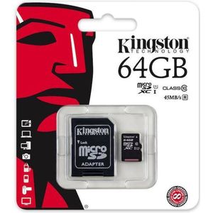 64GB Micro SDXC Kingston Class 10 + Adapter