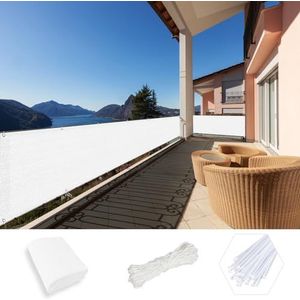 Balcony Protect Privacy Screens 70 x 300 cm Zonwerend Isolatienet Windscherm Balkonbescherming UV-bestendig, zonwering, ademend, scheurvast voor Tuin, Terras, Outdoor, Balkonomranding, Wit