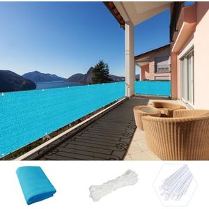 Balcony Protect Privacy Screens 90 x 600 cm Tuin Hek Panelen Bescherming Tegen Inkijk 220 g/m² HDPE, ademende stof voor Tuinpatio, Terras, Camping, Outdoor, Blauw