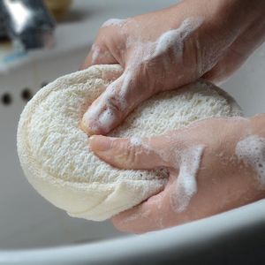 Luxe Katoen en loofah douche spons - Scrub - Massage - Plantaardig - 100% duurzaam - Badspons - Eco