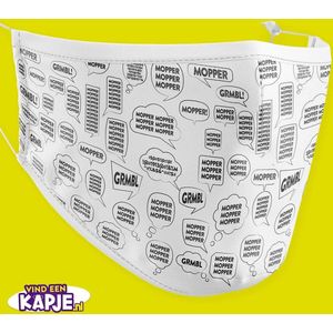 Mopper mondkapje Wit | Anti mondkapje | Mopperkapje | Strip stijl | Draag hem, hou je mond, maar maak wél je punt | Mondmakser | Facemask | Mouthmask | Herbruikbaar | Katoen | Polyester | Wasbaar