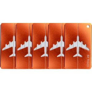 5 Bagagelabels Oranje! - Reisaccessoire - Luggage Tag - Aluminium Label -Kofferlabel - Merk: BX Travel® - Vind altijd je Bagage terug!