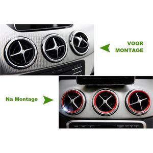 Mercedes Benz Cla Gla A Klasse W176 W246 W117 X156 Luchtrooster Dashboard Ringen Decoratie Rood Geanodiseerd AMG look