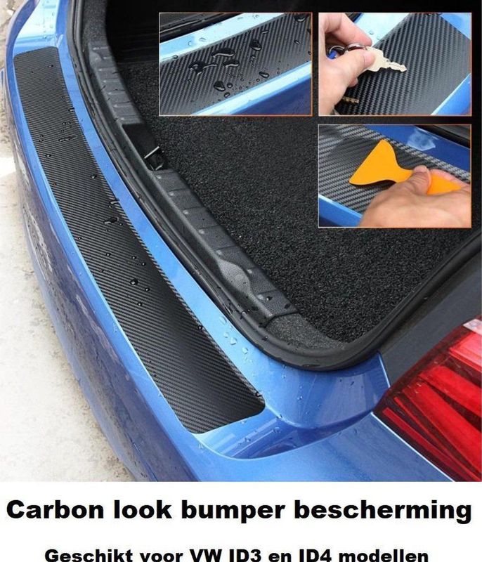 Carbon Look Bescherm Folie Achterbumper Bumper Geschikt voor Volkswagen ID3 ID4 Kofferbak Instap