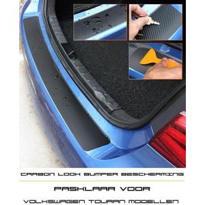 Carbon Look Bescherm Folie Achterbumper Bumper Geschikt voor Volkswagen Touran Kofferbak Instap Tsi Gte Tdi Dsg R Line