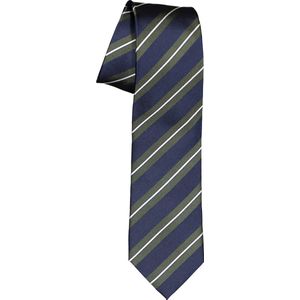 Michaelis  stropdas, zijde, blauw met groen en wit gestreept -  Maat: One size