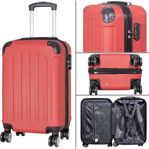 Reiskoffer - Koffer met TSA slot - Reis koffer op wielen - Stevig ABS - 61 Liter - Avalon - Rood - Travelsuitcase - M