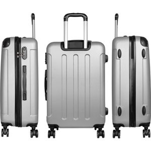 Reiskoffer - Koffer met TSA slot - Reis koffer op wielen - Stevig ABS - 61 Liter - Avalon - Zilver - Travelsuitcase - M