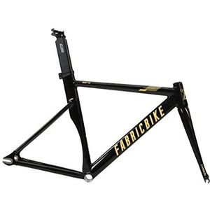 FabricBike AERO - fixed gear bike frameset, single speed fixie frameset, aluminium frame en carbon voorvork, 3 maten, 2.145g (M maat) (Glossy Black & Gold, M-54cm)