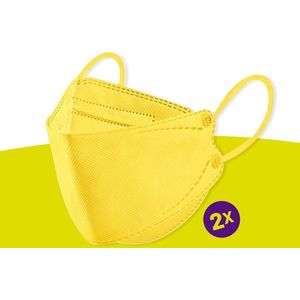Nieuw populair model KF94 'Apple mondkapje' Geel | Nu per 2 stuks! | Betere bescherming & comfort | Verbeterd ontwerp | Mondkapjes | Duitsland | Wegwerpkapje | Vier lagen | Stevig | Elastische oortjes | Niet-medisch | Apple / Fish Mask model