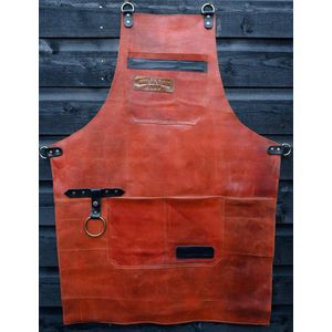 BBQ (fabrieks/machine/meubelmakers/las) Schort - Luxe lederen schort - Bruin handgemaakt - Premium kwaliteit  - Extra dik - Handige zakken