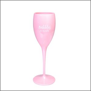 Luxe Champagneglas - Onbreekbaar - met tekst - pink / roze - Bubbles for Friends