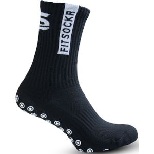 FitSockr Gripsokken Voetbalsokken Sportsokken Anti Slip Sokken Gripsokken Voetbal - Maat 44/48 - Zwart - Polyester