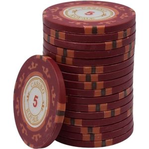 Casino Royale poker chips 5 rood (25 stuks)- pokerchips- pokerfiches- poker fiches - Clay chips - pokerspel - pokerset - poker set